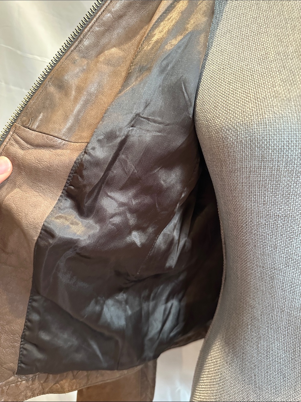 Brown Women's Leather Moto Jacket - Picture 10 of 16